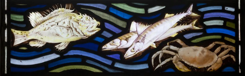 Fische und Krabben, Te Deum, Ostfenster